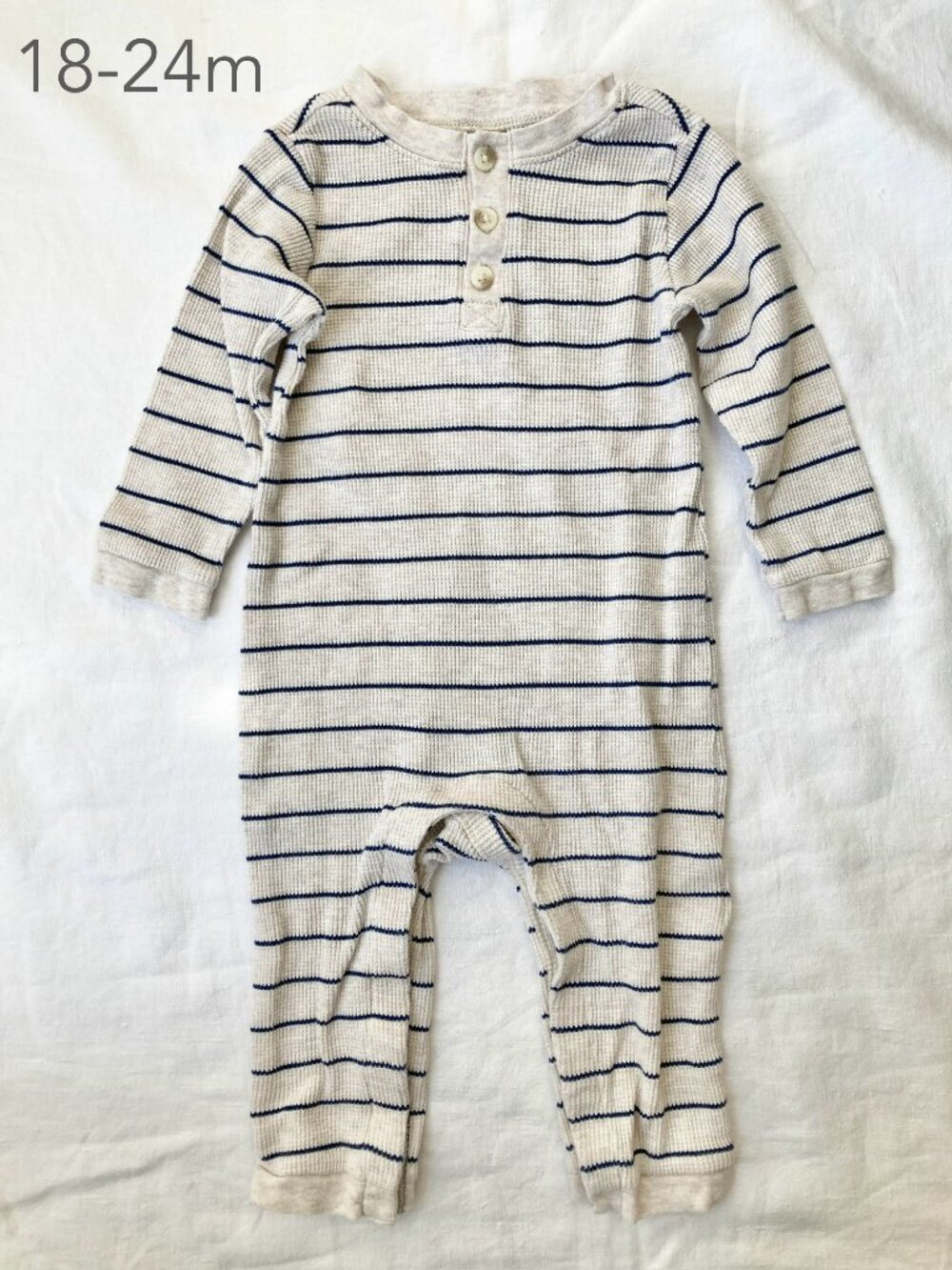 🪴5/$30 Old Navy 18-24 Months Toddler Stripes Waffle Knit Romper Spring Fall